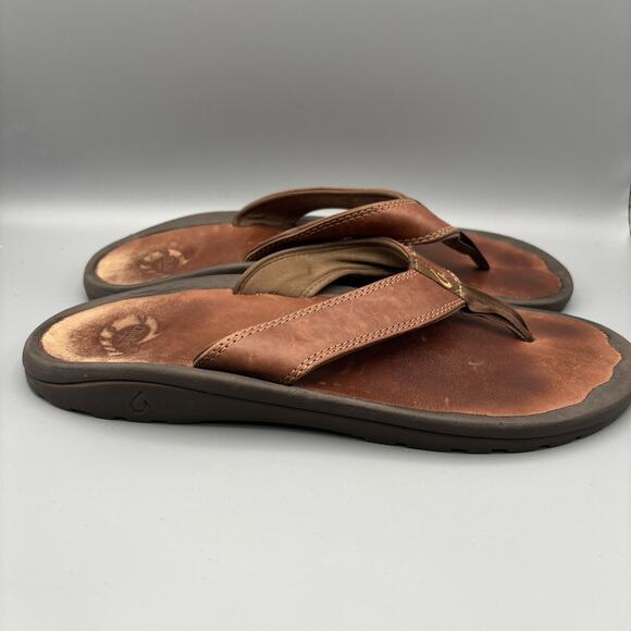 OLUKAI OHANA Men’s Casual Shoes Size 11 Color BROWN 10124 Leather - Picture 4 of 6